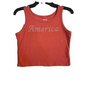 Grayson Threads America cropped tank top red M Fourth of July patriotic
